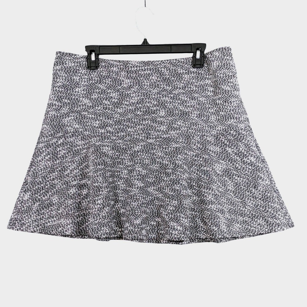 Ann Taylor LOFT Black White Marled Textured A-Line Flare Skirt Womens Size 14